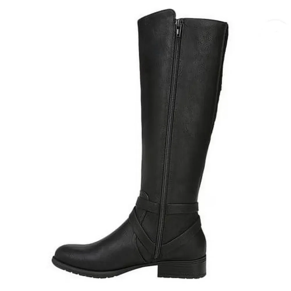 NEW Life Stride Xtrovert Knee High Riding Boot Black Faux Leather Size 6